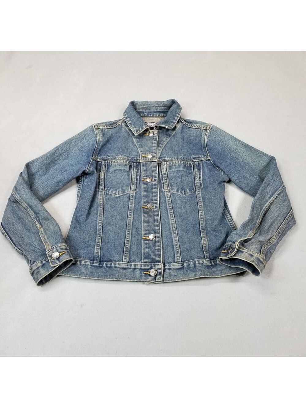 Old School Denim Jean Jacket Womens Size Small Blue Cotton 90s 80s Style